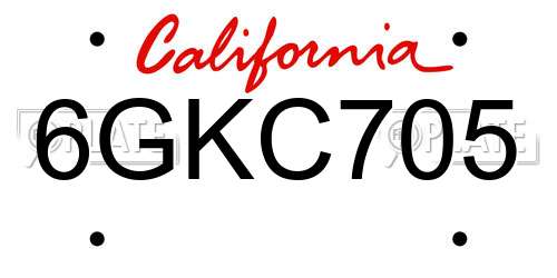 6GKC705 California License Plate