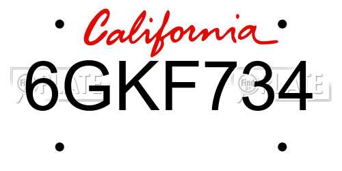 6GKF734 California License Plate