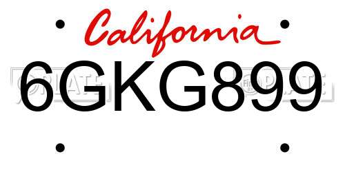 6GKG899 California License Plate