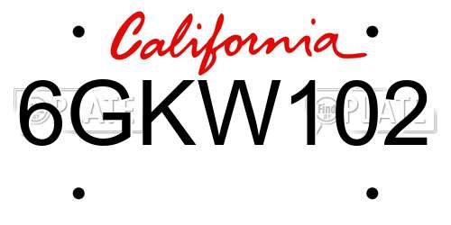 6GKW102 California License Plate