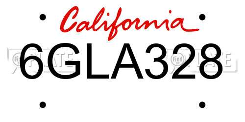 6GLA328 California License Plate
