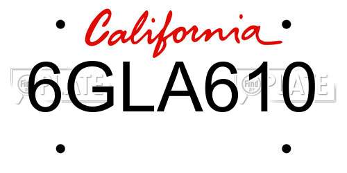 6GLA610 California License Plate