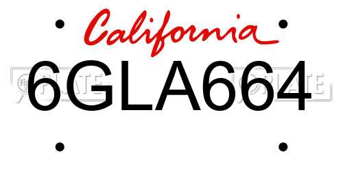 6GLA664 California License Plate