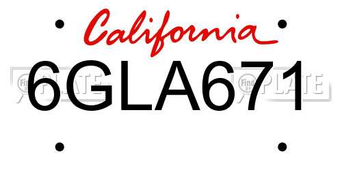 6GLA671 California License Plate