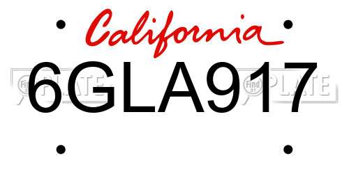 6GLA917 California License Plate