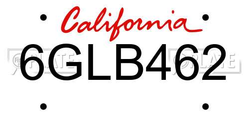 6GLB462 California License Plate