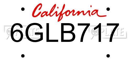 6GLB717 California License Plate