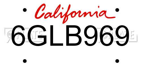 6GLB969 California License Plate