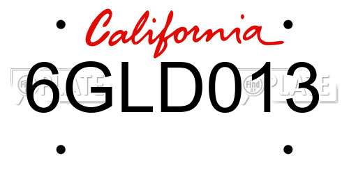 6GLD013 California License Plate