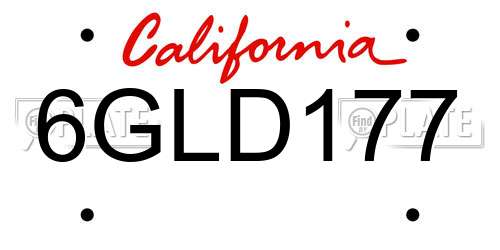 6GLD177 California License Plate