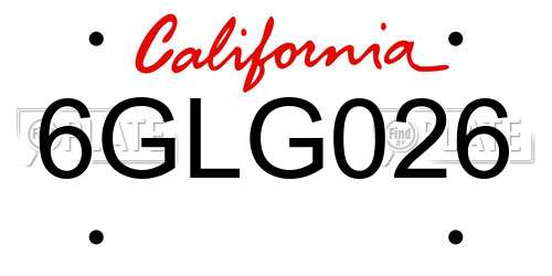 6GLG026 California License Plate