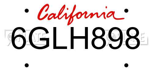 6GLH898 California License Plate