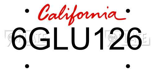 6GLU126 California License Plate