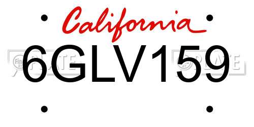 6GLV159 California License Plate