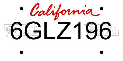 6GLZ196 California License Plate