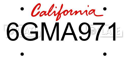 6GMA971 California License Plate
