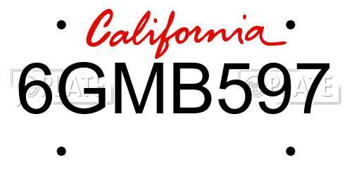 6GMB597 California License Plate