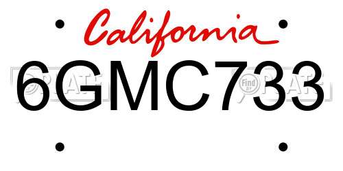 6GMC733 California License Plate