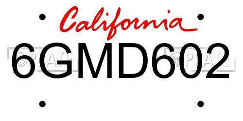 6GMD602 California License Plate