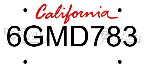 6GMD783 California License Plate