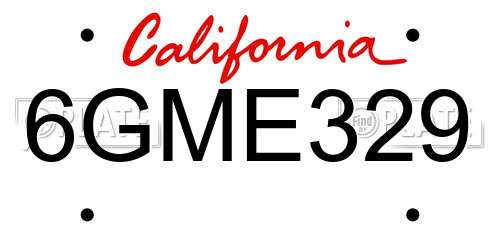 6GME329 California License Plate