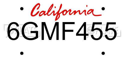 6GMF455 California License Plate