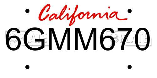 6GMM670 California License Plate