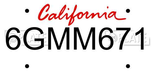 6GMM671 California License Plate