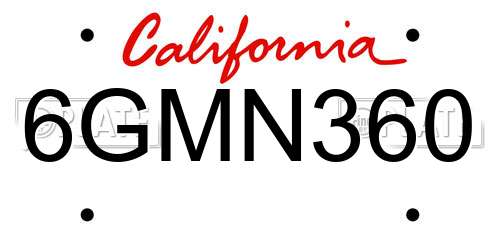 6GMN360 California License Plate