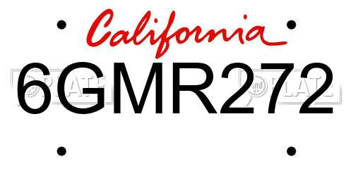 6GMR272 California License Plate