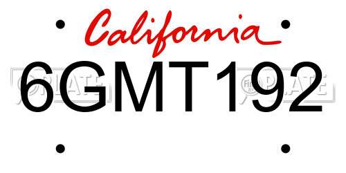 6GMT192 California License Plate