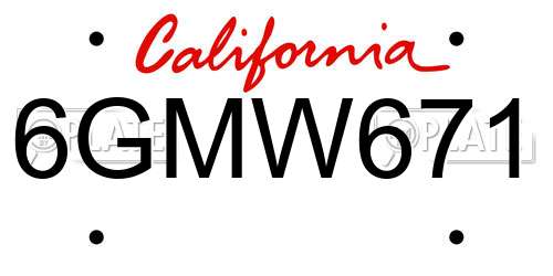 6GMW671 California License Plate