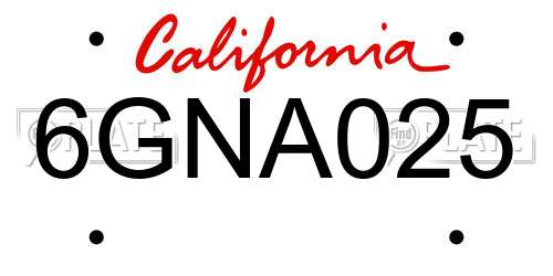 6GNA025 California License Plate