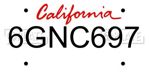 6GNC697 California License Plate