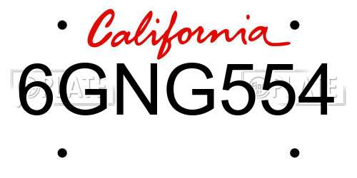 6GNG554 California License Plate