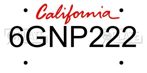 6GNP222 California License Plate