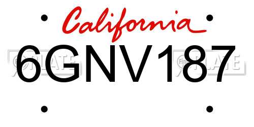 6GNV187 California License Plate