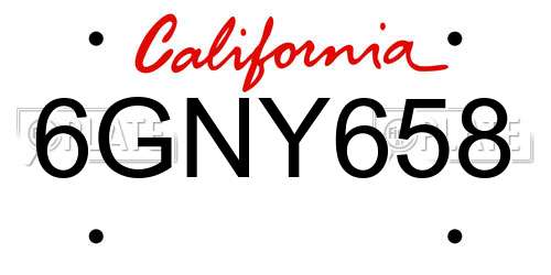 6GNY658 California License Plate