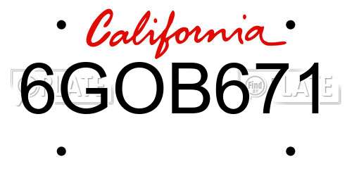 6GOB671 California License Plate