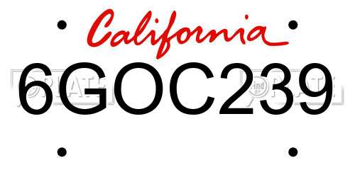 6GOC239 California License Plate