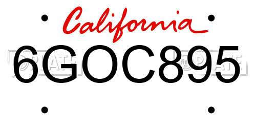 6GOC895 California License Plate