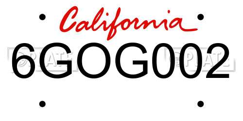 6GOG002 California License Plate