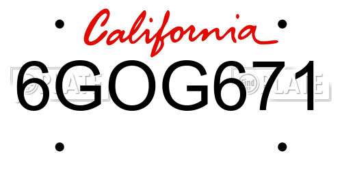 6GOG671 California License Plate