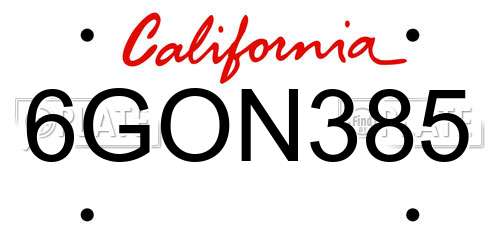 6GON385 California License Plate