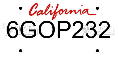 6GOP232 California License Plate