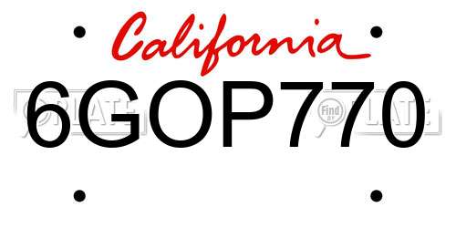 6GOP770 California License Plate