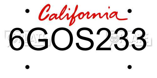 6GOS233 California License Plate