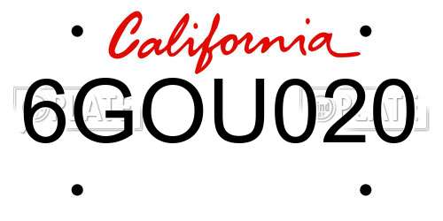 6GOU020 California License Plate