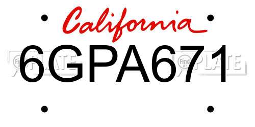 6GPA671 California License Plate