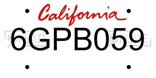 6GPB059 California License Plate